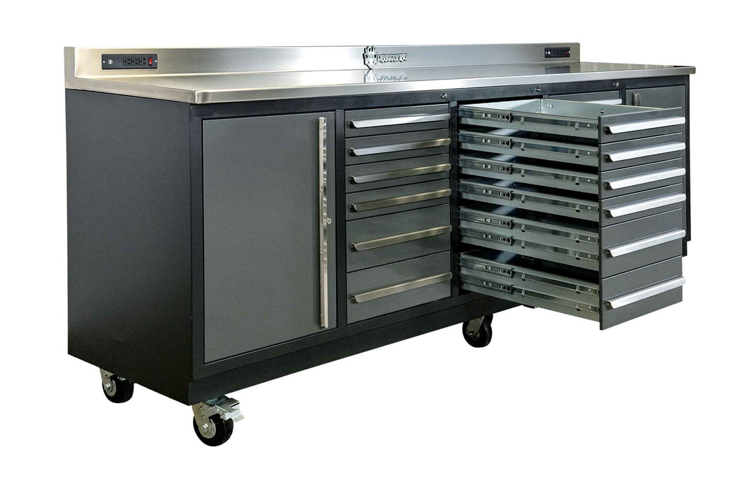 18 Drawer Midnight Pro Series 9FT Workbench with Swappable Drawers