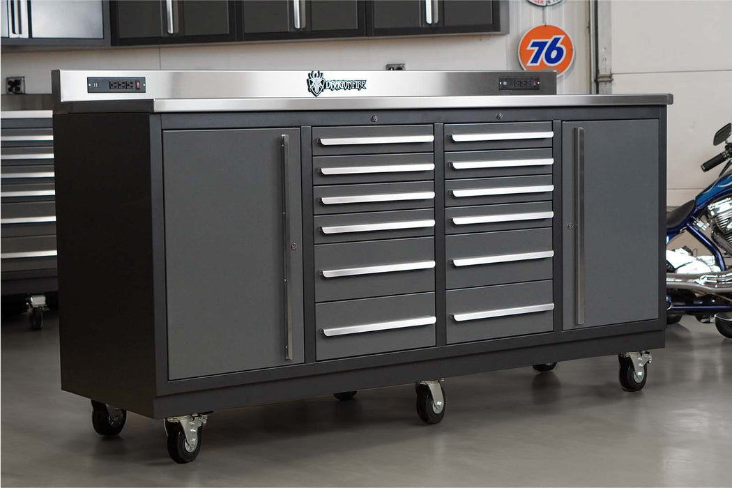 12 Drawer Workbench Pro Series Package - Workbench, Upper Cabinets & Locker Cabinets