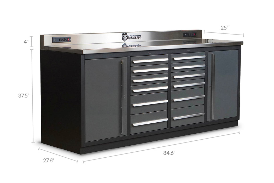 12 Drawer Midnight Pro Series 7FT Workbench with Swappable Drawers