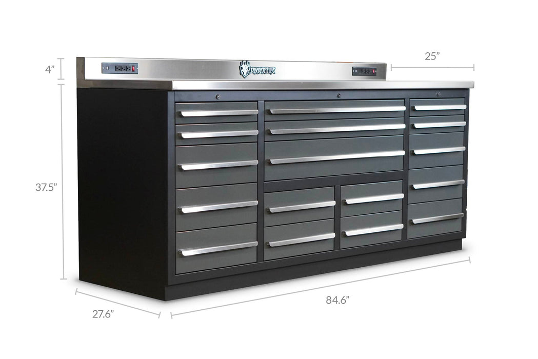 17 Drawer Midnight Pro Series 7FT Workbench with Swappable Drawers