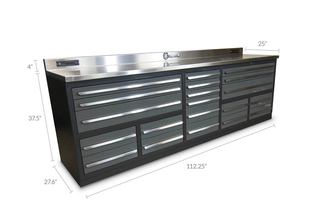 20 Drawer Midnight Pro Series 9FT Workbench with Swappable Drawers