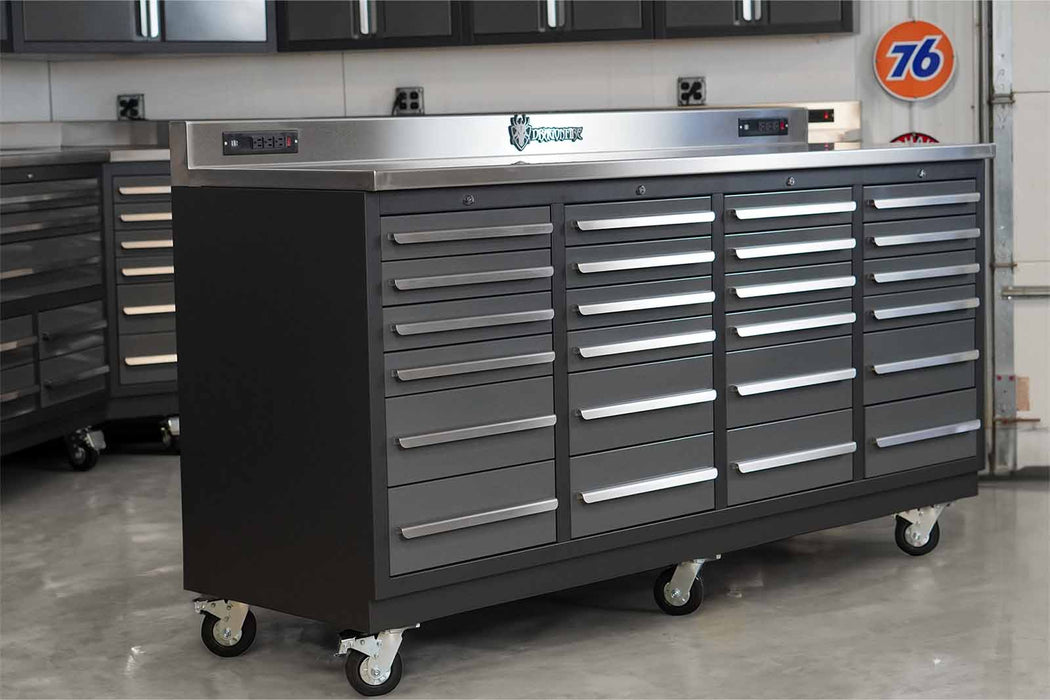 24 Drawer Workbench Pro Series Package - Workbench, Upper Cabinets & Locker Cabinets