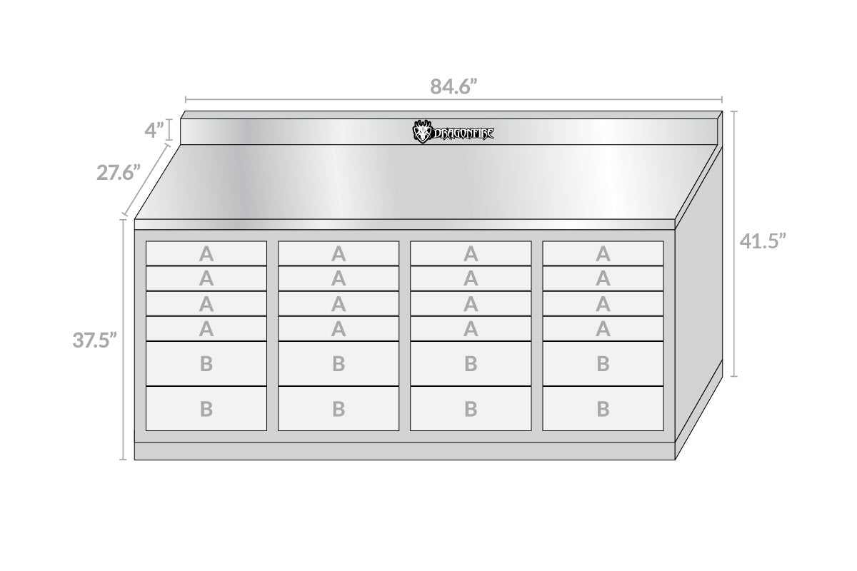 24-Drawer Midnight Pro Series Workbench Dimensions