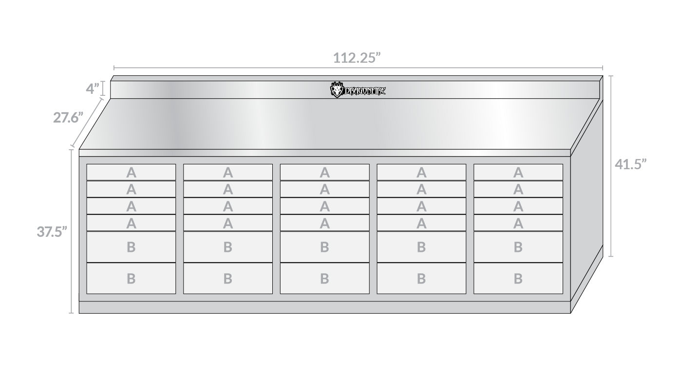 30-Drawer Midnight Pro Series Workbench Dimensions