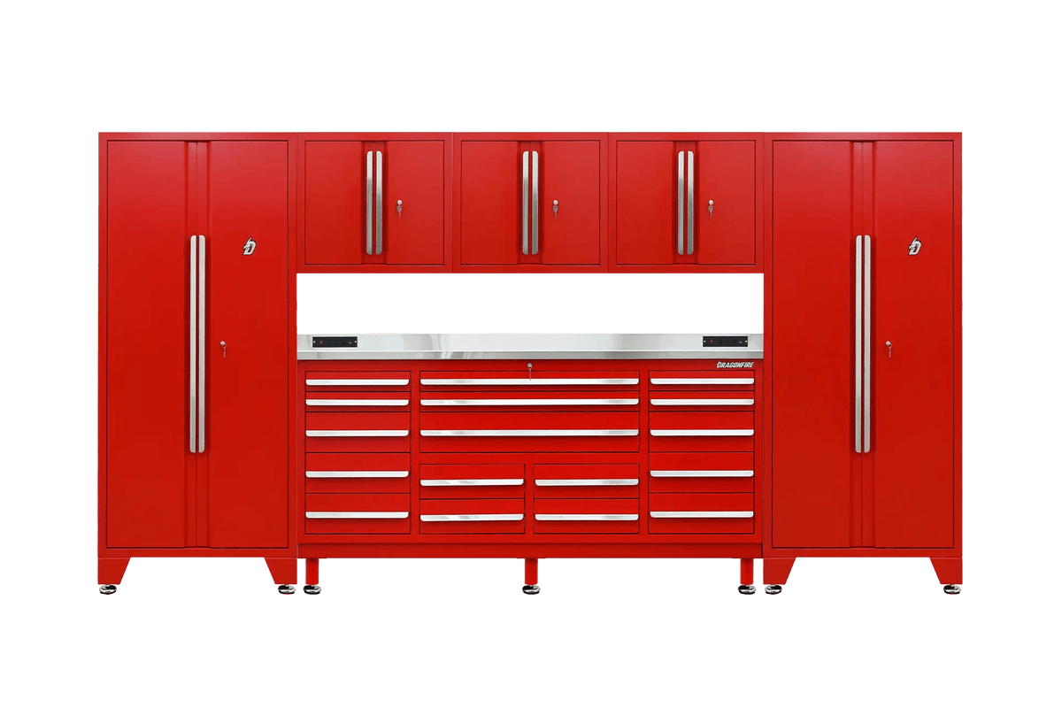 Pro Series 17 Drawer Workbench Package - Workbench, Wall Cabinets & Locker Cabinets - Dragonfire Tool Storage