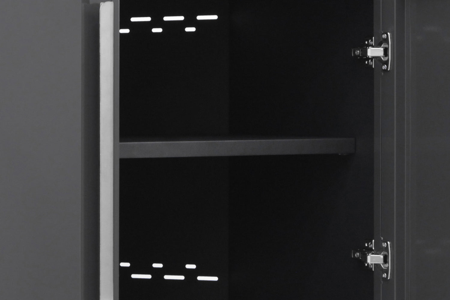 Magnetic closing soft-close cabinetry with adjustable shelving