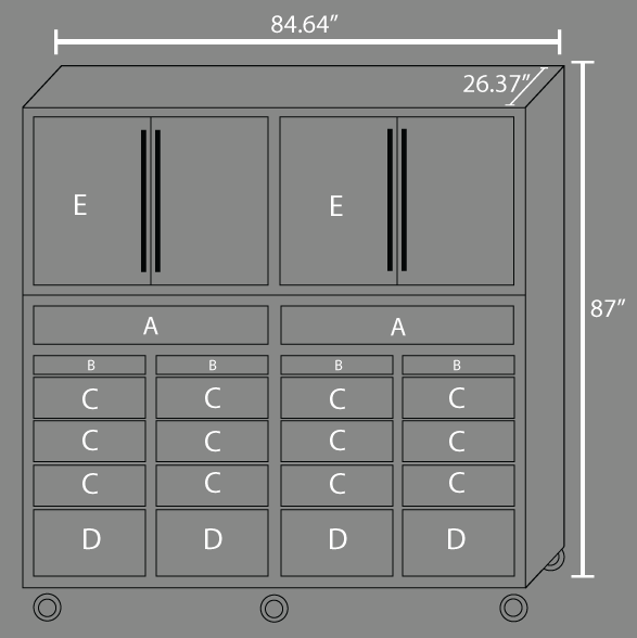 Aobabo Gabinetes de almacenamiento de herramientas de metal con ruedas, 3  cajones de herramientas rodantes para garaje, almacén, requiere montaje..