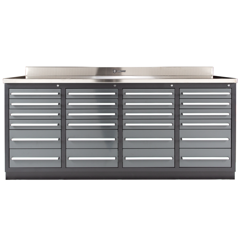 24 Drawer Heavy Duty Industrial Workbench With 14G Stainless Steel Top