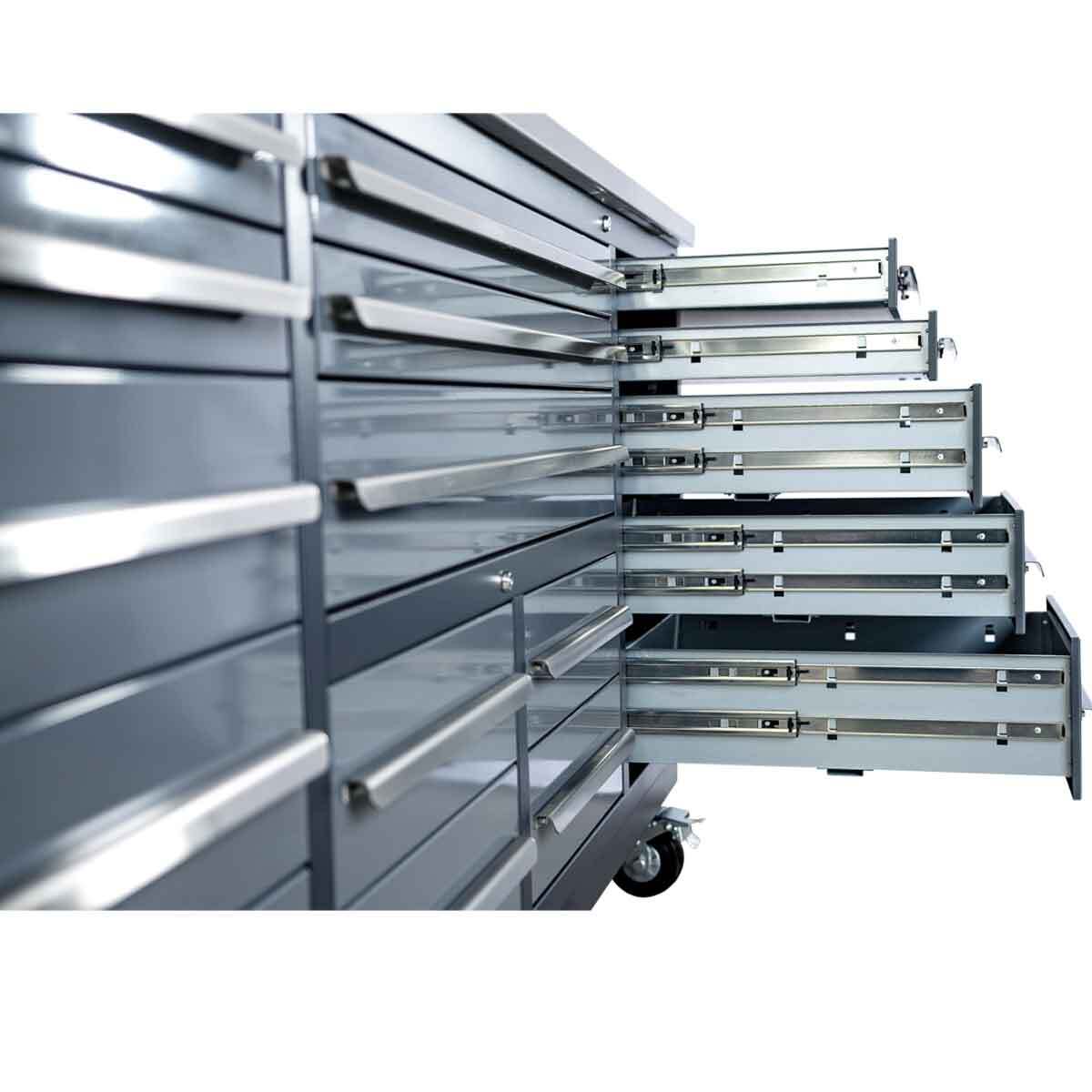 Heavy Duty Wood Top Steel Work Bench w/ 2 Locking Cabinets - Baer