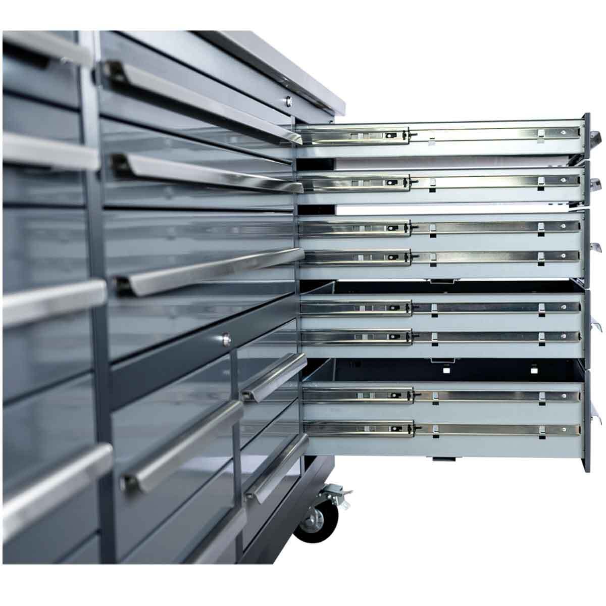 Heavy Duty Wood Top Steel Work Bench w/ 2 Locking Cabinets - Baer