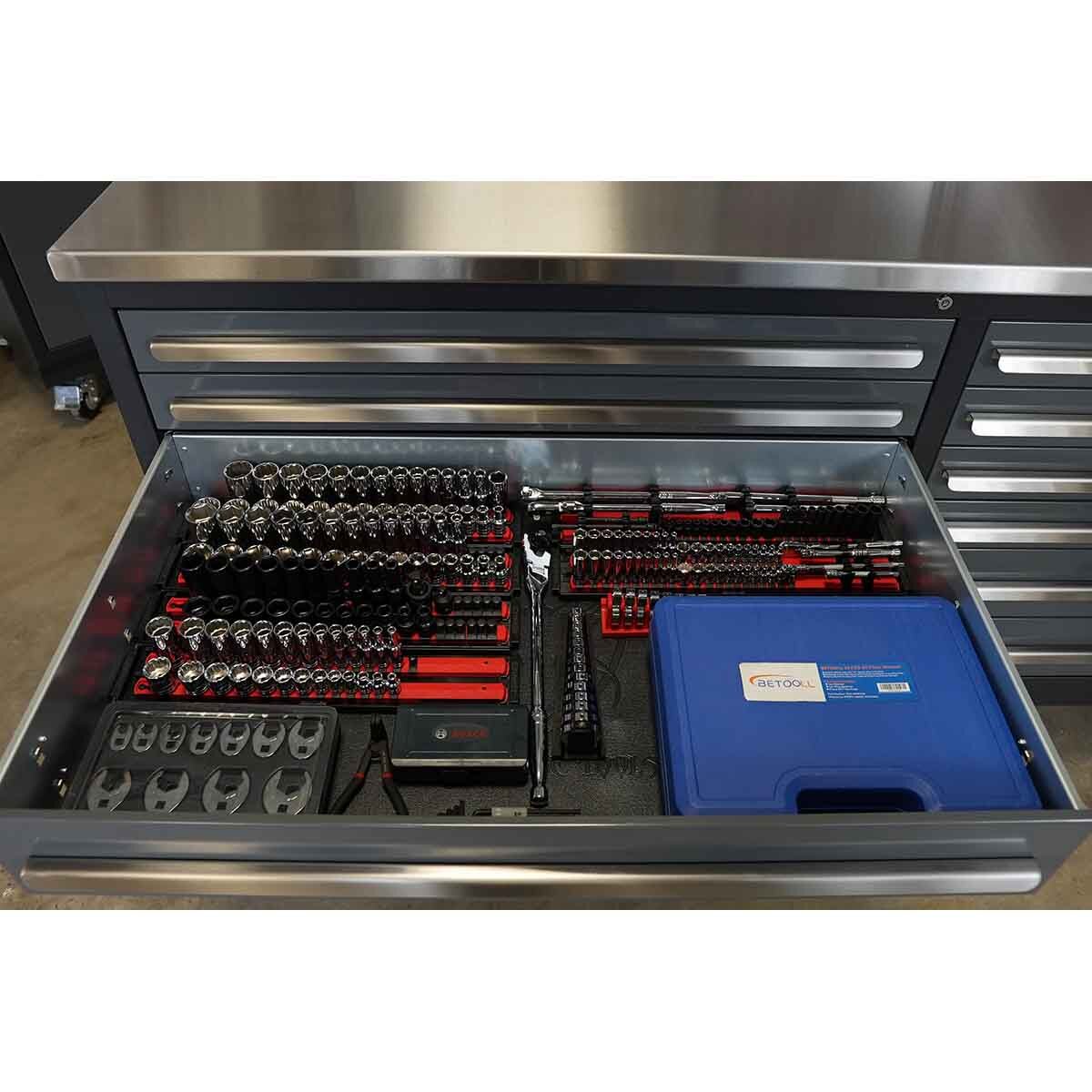 Steel Workbench, Heavy-Duty 20-Drawer Toolboxes